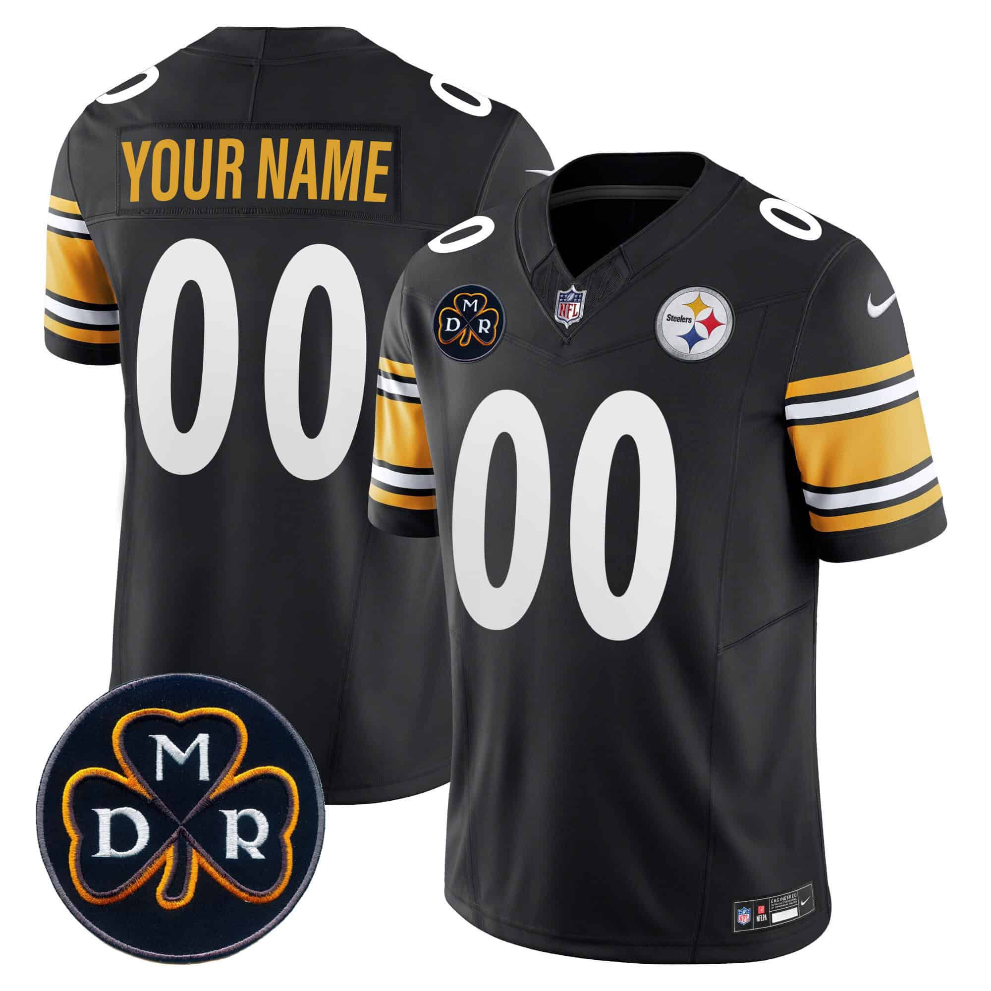 Men Pittsburgh Steelers Black 2024 Nike DMR Patch Vapor Limited Custom NFL Jersey style 3->customized nfl jersey->Custom Jersey